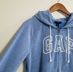 GAP Blue Hooded Zip-Up Sweatshirt - Large Hoodie